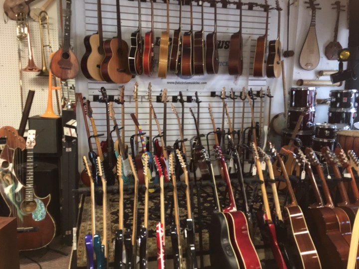 guitar wall at Full Circle Music